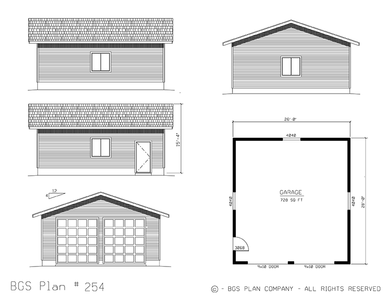 Two Car Garage Plan #254 Two Car Garage Plan #254