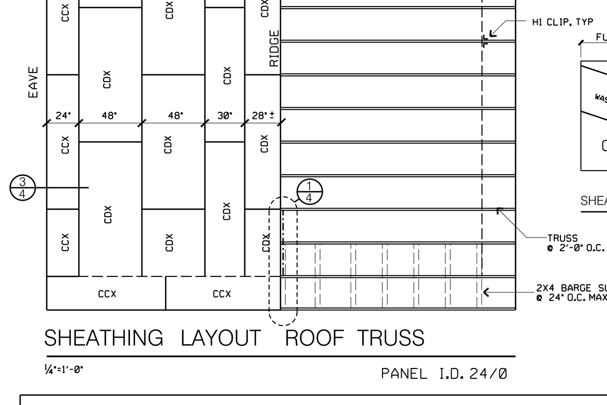 Single Story Plan - Sheathing Layout and Roof Truss