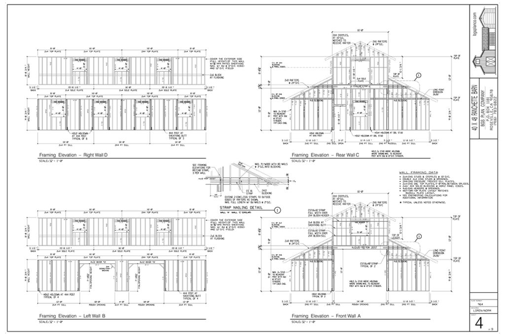 Two Story Plan - Wall Framing Elevations